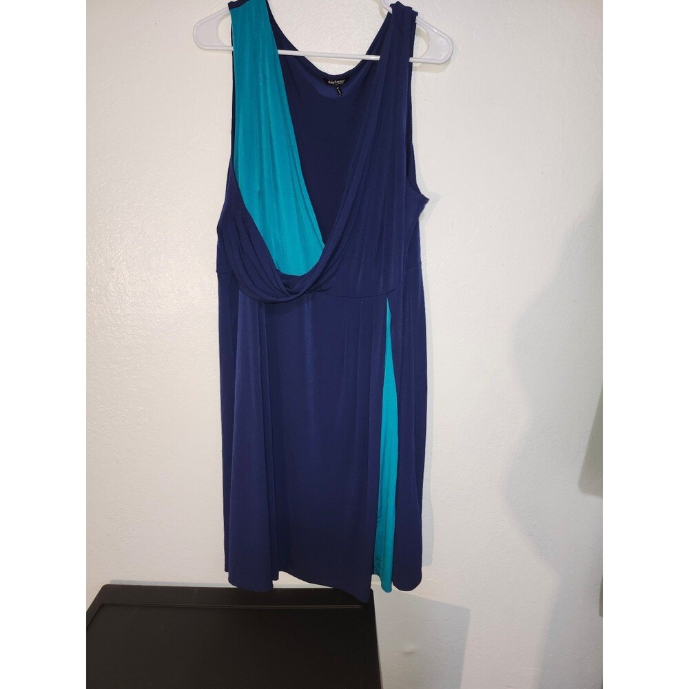 Daisy Fuentes Draped Front Two Tone Knit Plus Size Women's Dress 2X